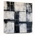 Geometric Abstract Paintings - Black & White Minimalist Wall Art