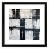 Geometric Abstract Paintings - Black & White Minimalist Wall Art