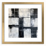 Geometric Abstract Paintings - Black & White Minimalist Wall Art