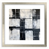 Geometric Abstract Paintings - Black & White Minimalist Wall Art