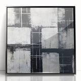 Geometric Abstract Paintings - Black & White Minimalist Wall Art