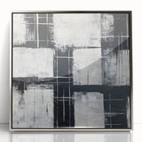 Geometric Abstract Paintings - Black & White Minimalist Wall Art