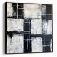 Geometric Abstract Paintings - Black & White Minimalist Wall Art