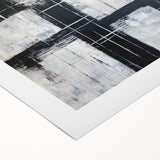 Geometric Abstract Paintings - Black & White Minimalist Wall Art