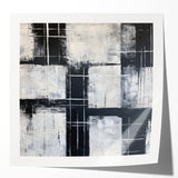 Geometric Abstract Paintings - Black & White Minimalist Wall Art