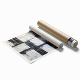 Geometric Abstract Paintings - Black & White Minimalist Wall Art