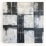 Geometric Abstract Paintings - Black & White Minimalist Wall Art