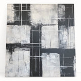 Geometric Abstract Paintings - Black & White Minimalist Wall Art