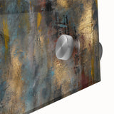 Large Abstract Wall Art – Moody Modern Canvas in Gold, Gray & Teal
