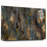 Large Abstract Wall Art – Moody Modern Canvas in Gold, Gray & Teal