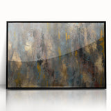 Large Abstract Wall Art – Moody Modern Canvas in Gold, Gray & Teal