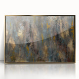 Large Abstract Wall Art – Moody Modern Canvas in Gold, Gray & Teal