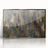 Large Abstract Wall Art – Moody Modern Canvas in Gold, Gray & Teal