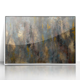 Large Abstract Wall Art – Moody Modern Canvas in Gold, Gray & Teal