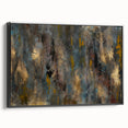 Large Abstract Wall Art – Moody Modern Canvas in Gold, Gray & Teal
