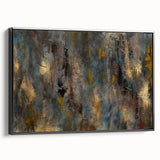 Large Abstract Wall Art – Moody Modern Canvas in Gold, Gray & Teal