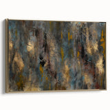 Large Abstract Wall Art – Moody Modern Canvas in Gold, Gray & Teal