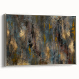 Large Abstract Wall Art – Moody Modern Canvas in Gold, Gray & Teal