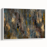 Large Abstract Wall Art – Moody Modern Canvas in Gold, Gray & Teal