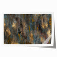 Large Abstract Wall Art – Moody Modern Canvas in Gold, Gray & Teal