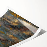 Large Abstract Wall Art – Moody Modern Canvas in Gold, Gray & Teal