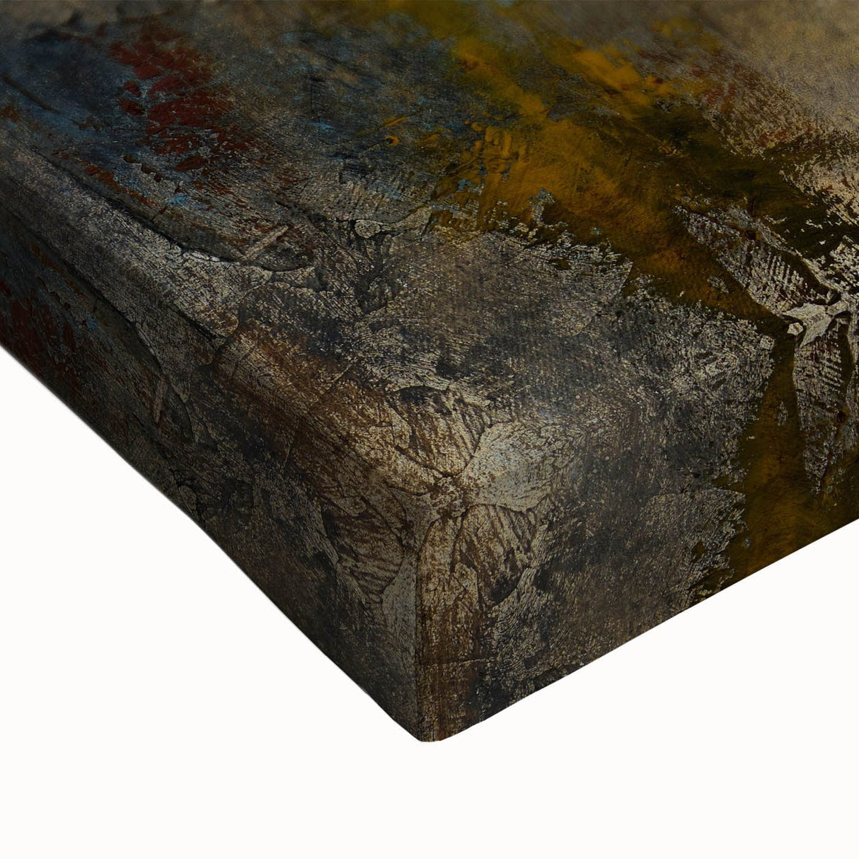 Large Abstract Wall Art – Moody Modern Canvas in Gold, Gray & Teal