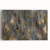 Large Abstract Wall Art – Moody Modern Canvas in Gold, Gray & Teal