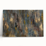 Large Abstract Wall Art – Moody Modern Canvas in Gold, Gray & Teal