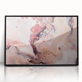 Modern Fluid Art Prints – Peach & Burgundy Swirling Canvas