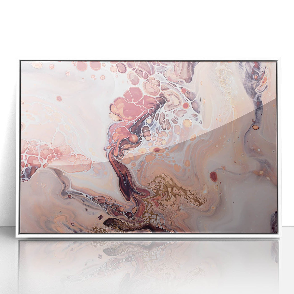 Modern Fluid Art Prints – Peach & Burgundy Swirling Canvas