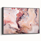 Modern Fluid Art Prints – Peach & Burgundy Swirling Canvas