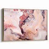 Modern Fluid Art Prints – Peach & Burgundy Swirling Canvas