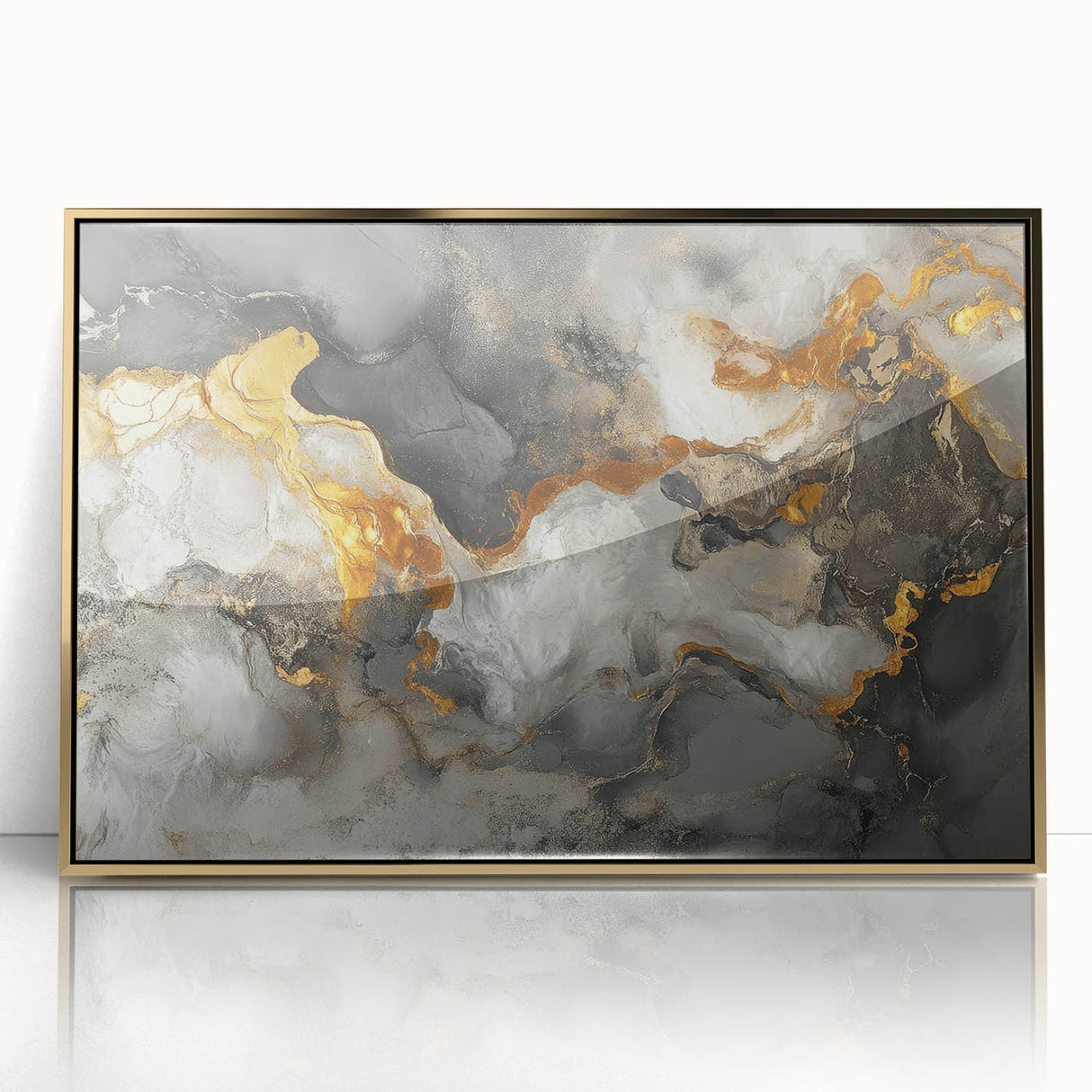 High-End Abstract Canvas Prints – Black, Gold & Gray Modern Art