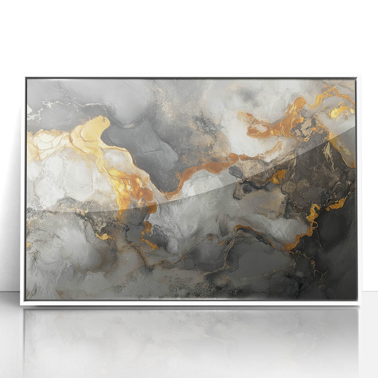 High-End Abstract Canvas Prints – Black, Gold & Gray Modern Art