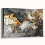 High-End Abstract Canvas Prints – Black, Gold & Gray Modern Art
