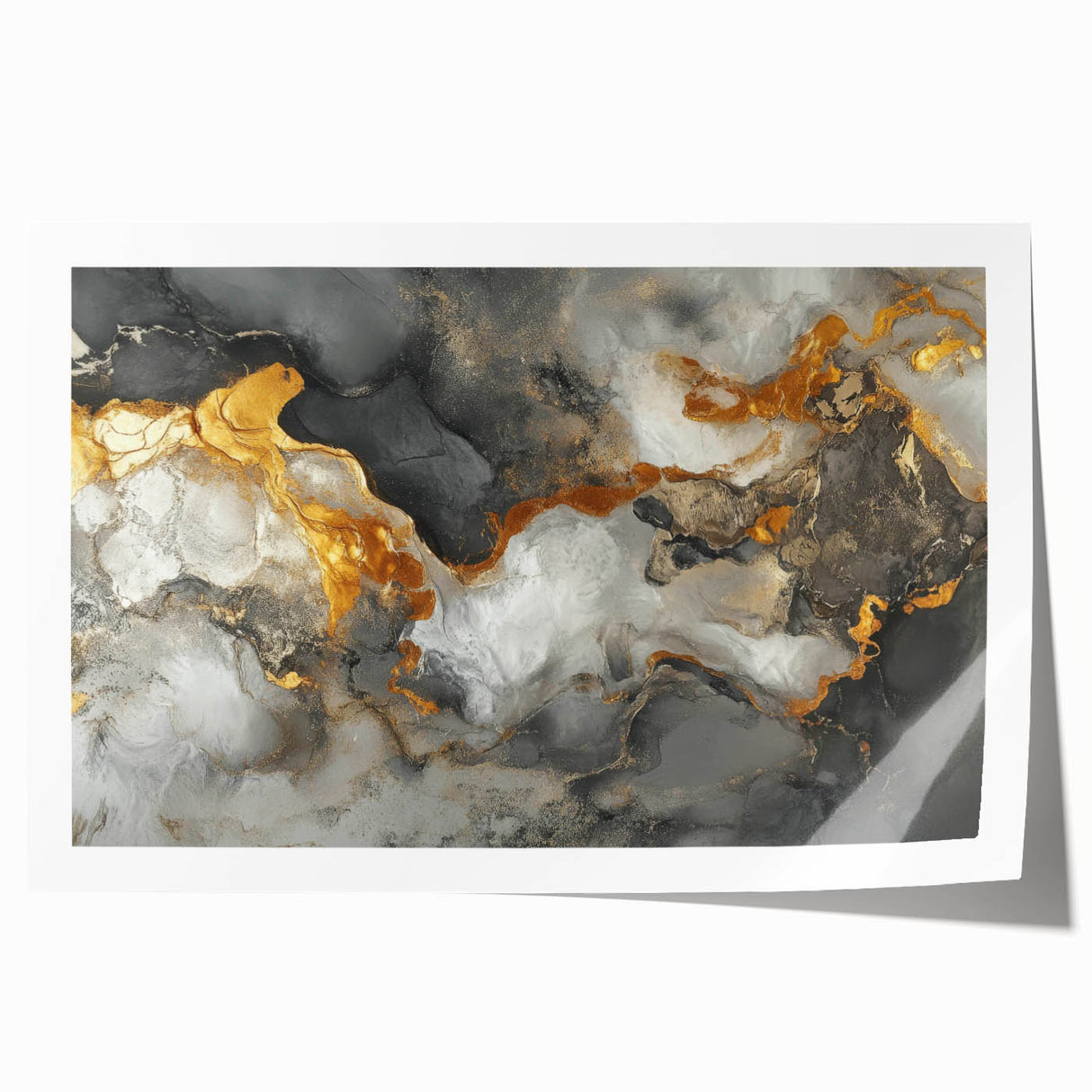 High-End Abstract Canvas Prints – Black, Gold & Gray Modern Art