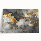 High-End Abstract Canvas Prints – Black, Gold & Gray Modern Art