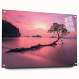 Minimalist Coastal Landscape Art – Tranquil Sunset Beach Print