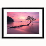 Minimalist Coastal Landscape Art – Tranquil Sunset Beach Print