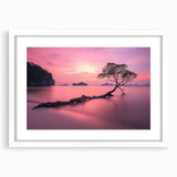 Minimalist Coastal Landscape Art – Tranquil Sunset Beach Print