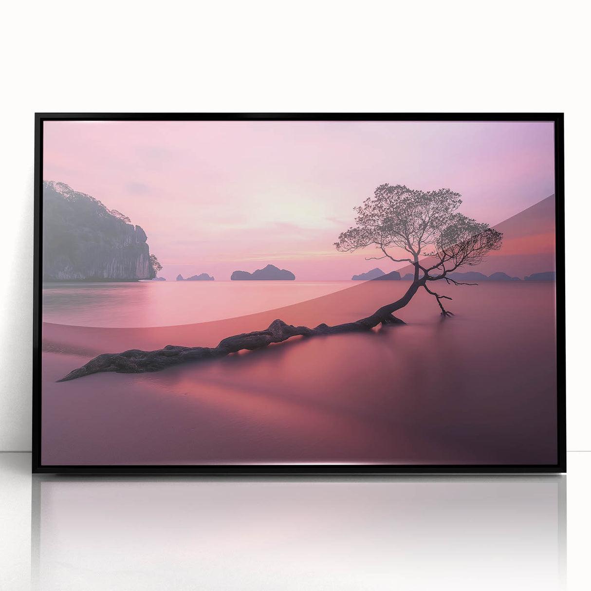 Minimalist Coastal Landscape Art – Tranquil Sunset Beach Print