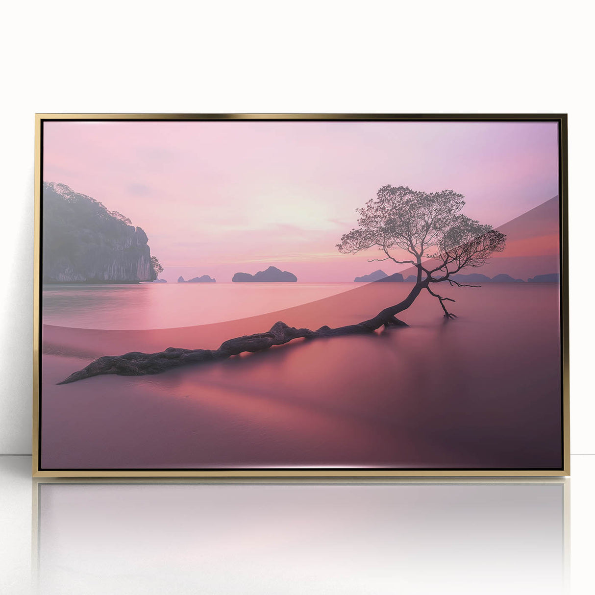 Minimalist Coastal Landscape Art – Tranquil Sunset Beach Print