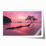 Minimalist Coastal Landscape Art – Tranquil Sunset Beach Print