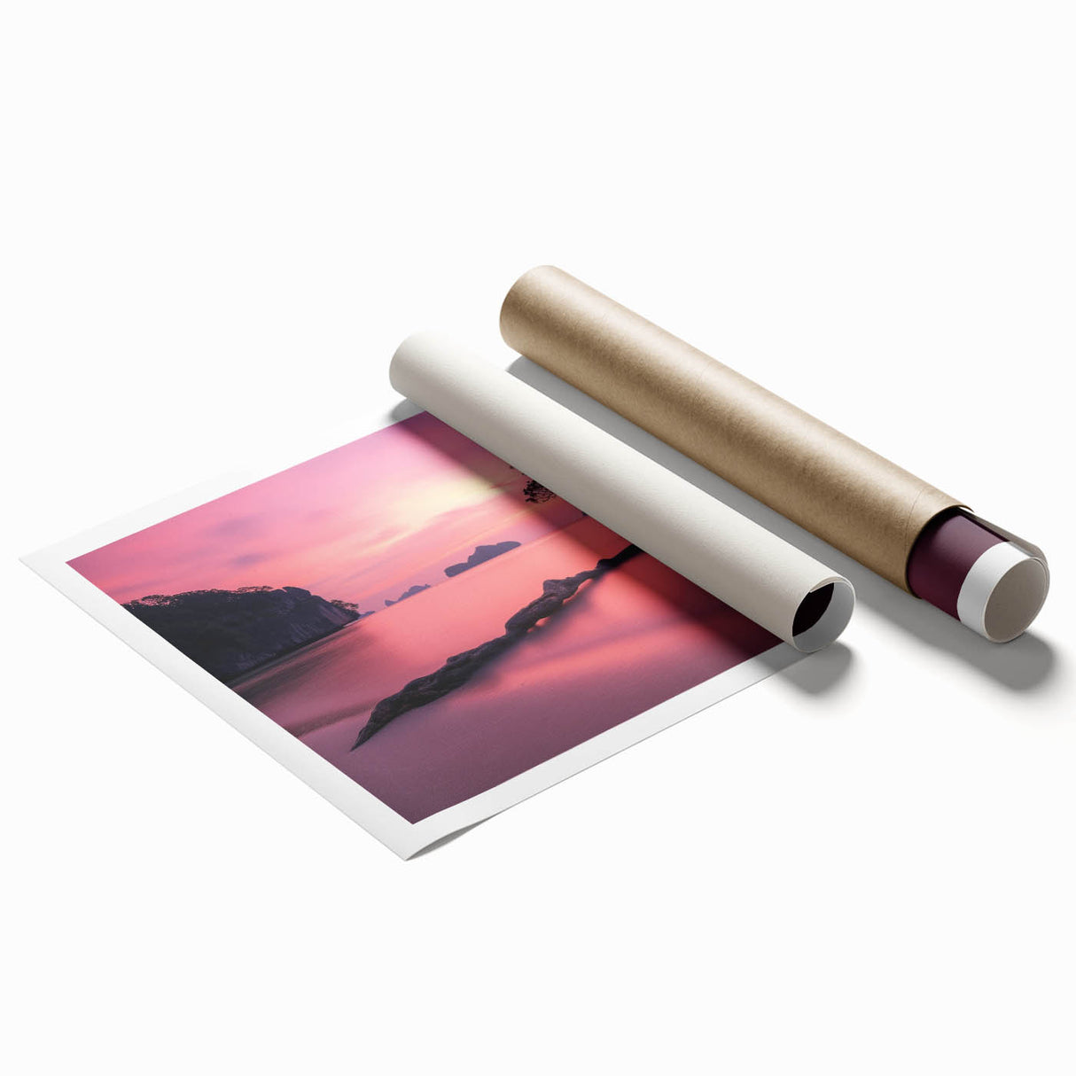 Minimalist Coastal Landscape Art – Tranquil Sunset Beach Print