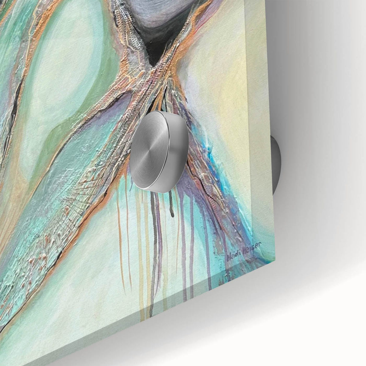 Contemporary Abstract Art – Soft Green & Lilac Textured Painting