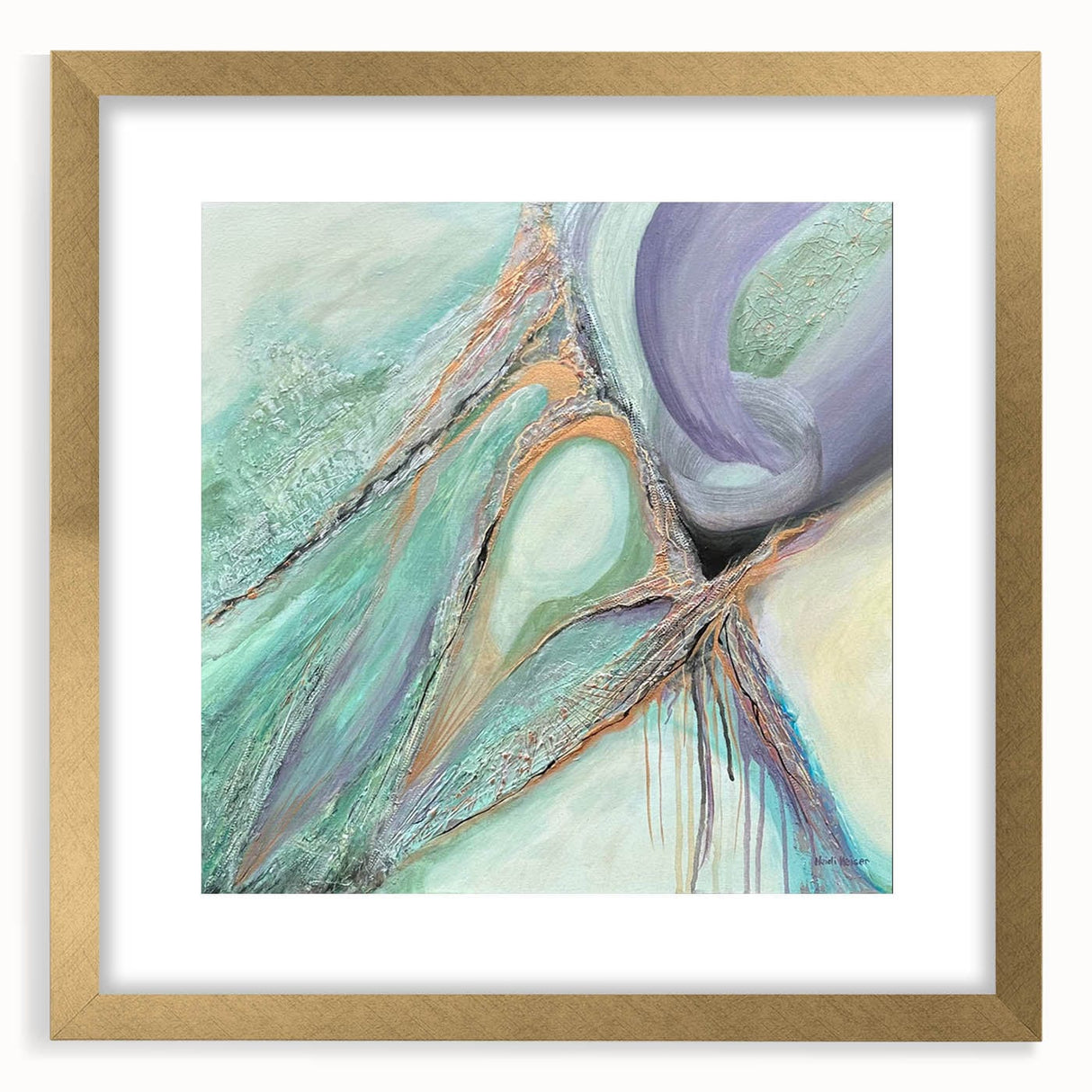 Contemporary Abstract Art – Soft Green & Lilac Textured Painting