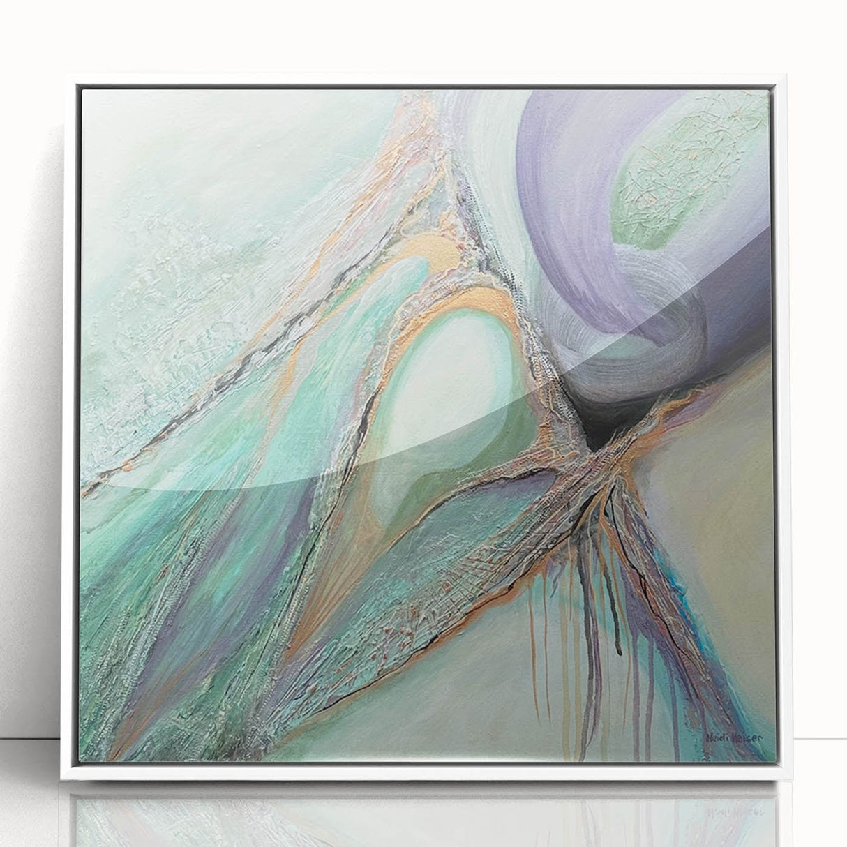 Contemporary Abstract Art – Soft Green & Lilac Textured Painting