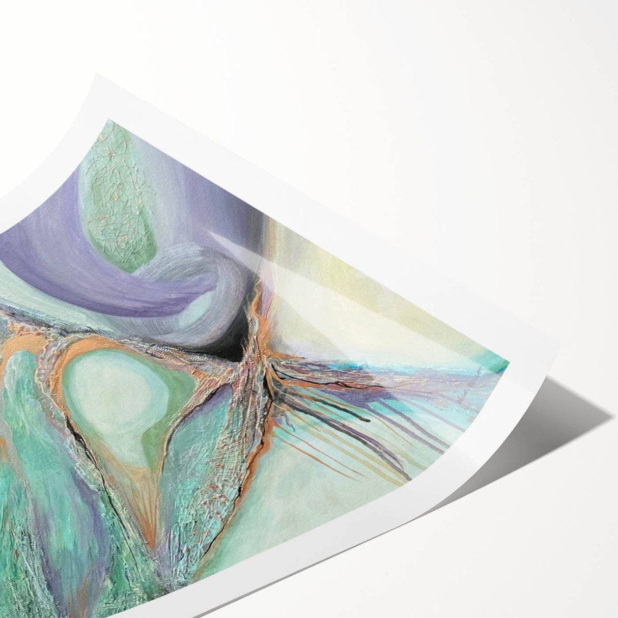Contemporary Abstract Art – Soft Green & Lilac Textured Painting