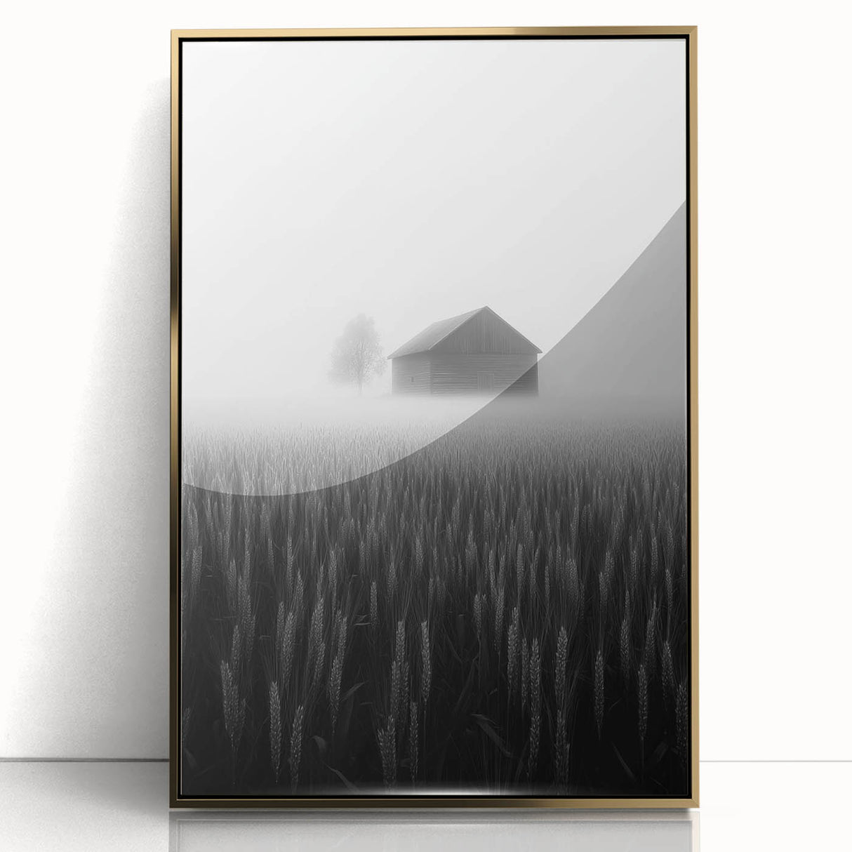 Foggy Barn Landscape - Fine Art Photography Framed Prints