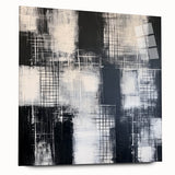 Modern Abstract Wall Art - Black & White Geometric Canvas Print